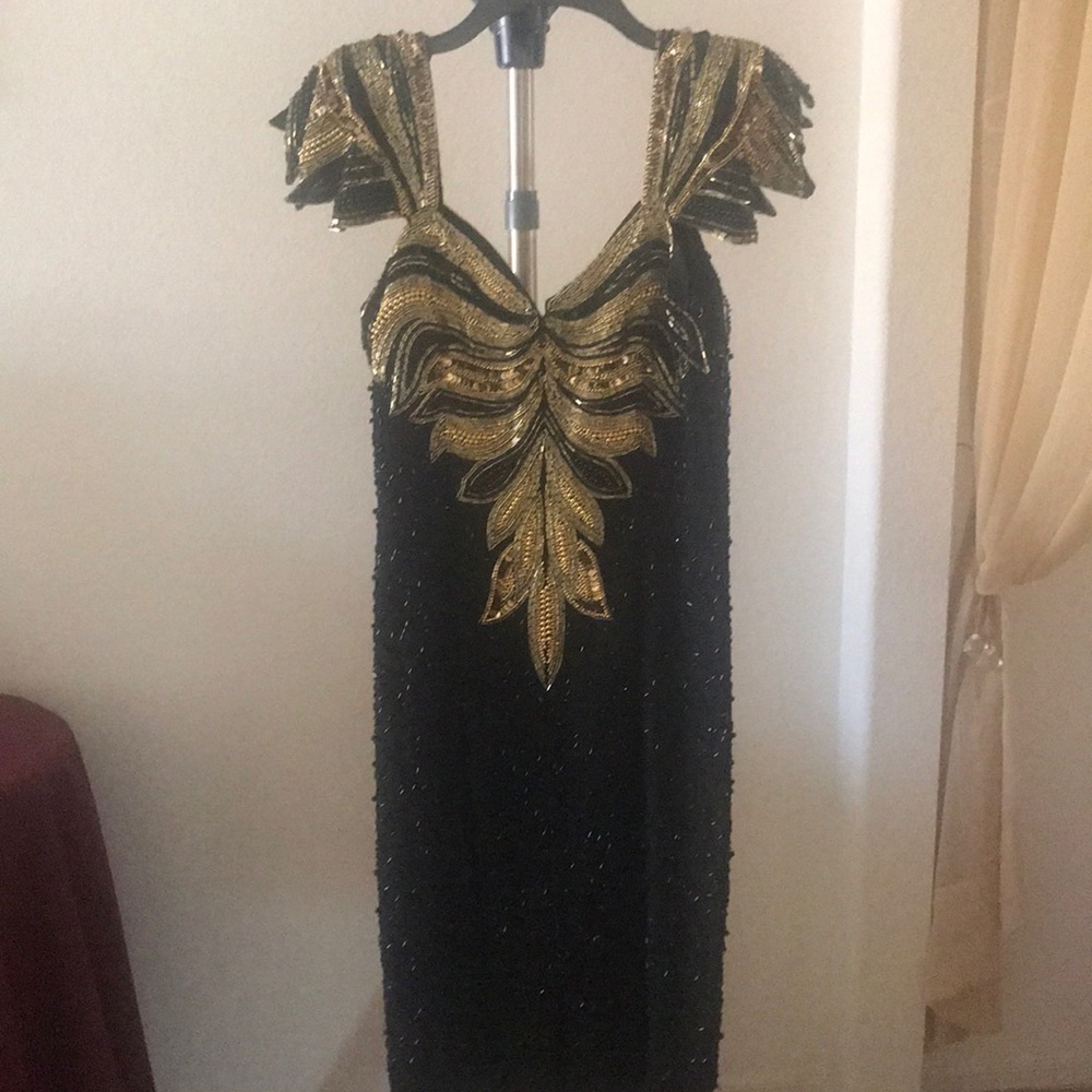 Black and Gold Sequin Dress